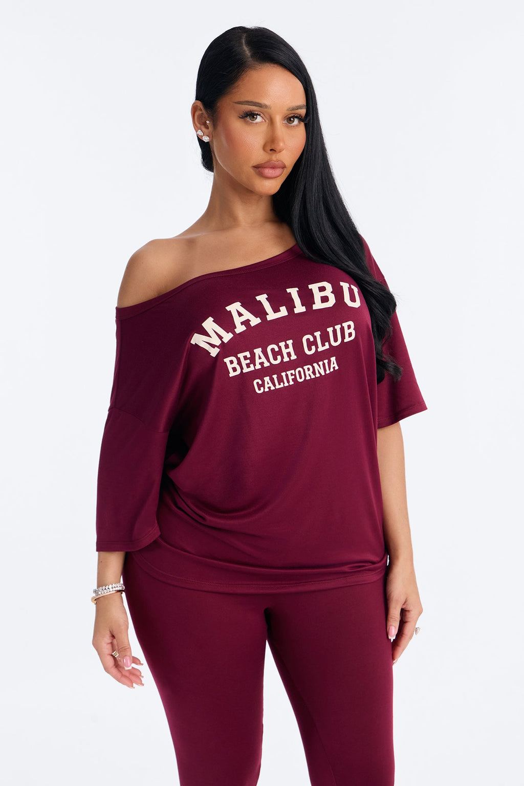 Malibu Beach Club Leggings Set - Burgundy