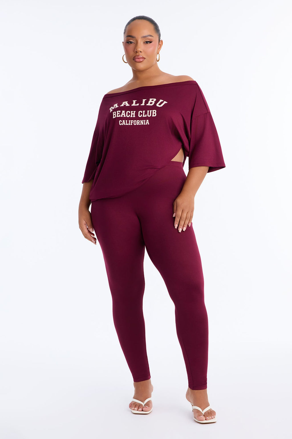 Malibu Beach Club Leggings Set - Burgundy