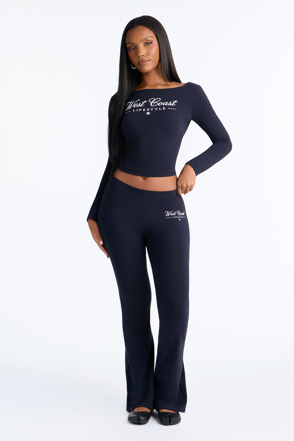 West Coast Weekend Flare Pant Set - Navy