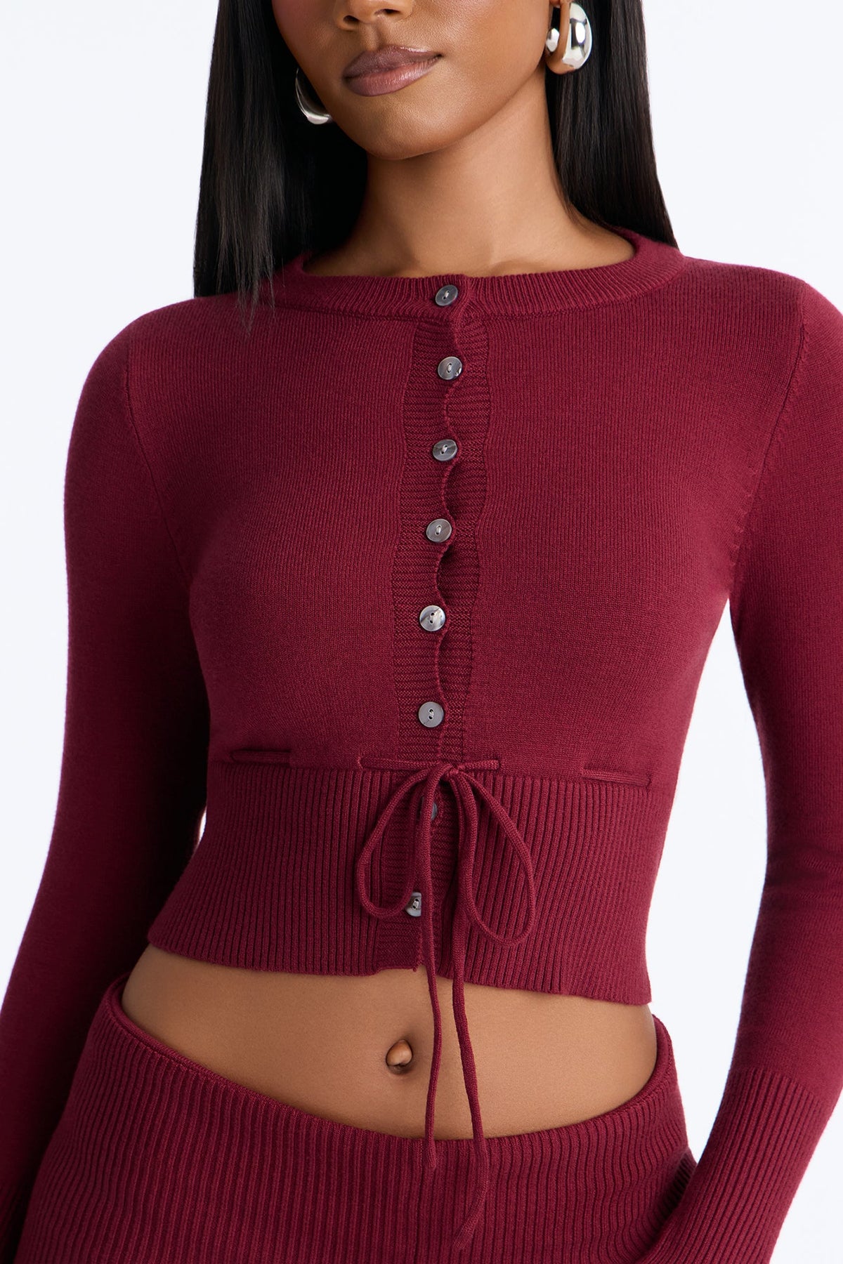 Stella Sweater Foldover Pant Set - Burgundy