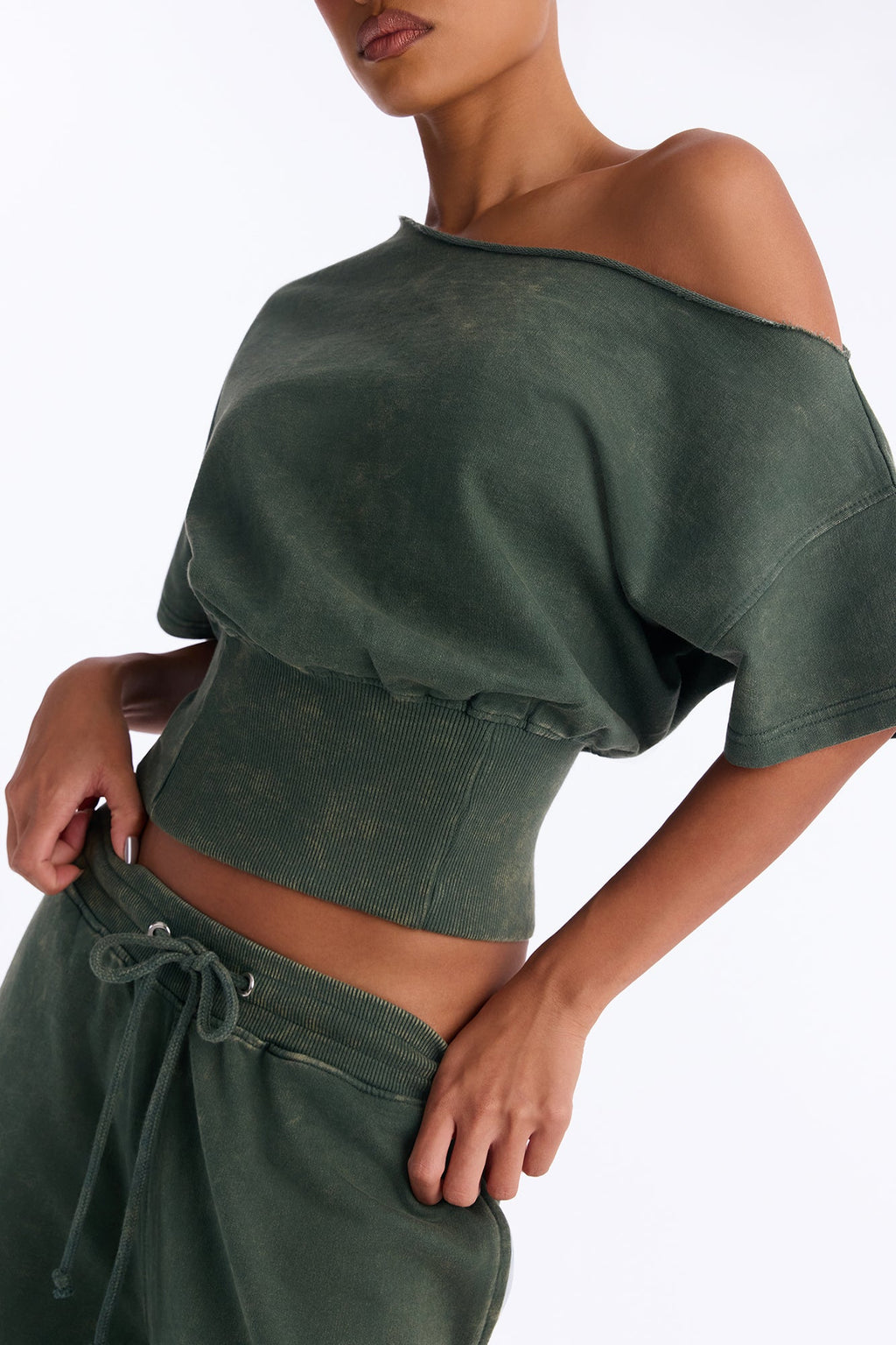 Jessica Washed Barrel Leg Pant Set - Hunter