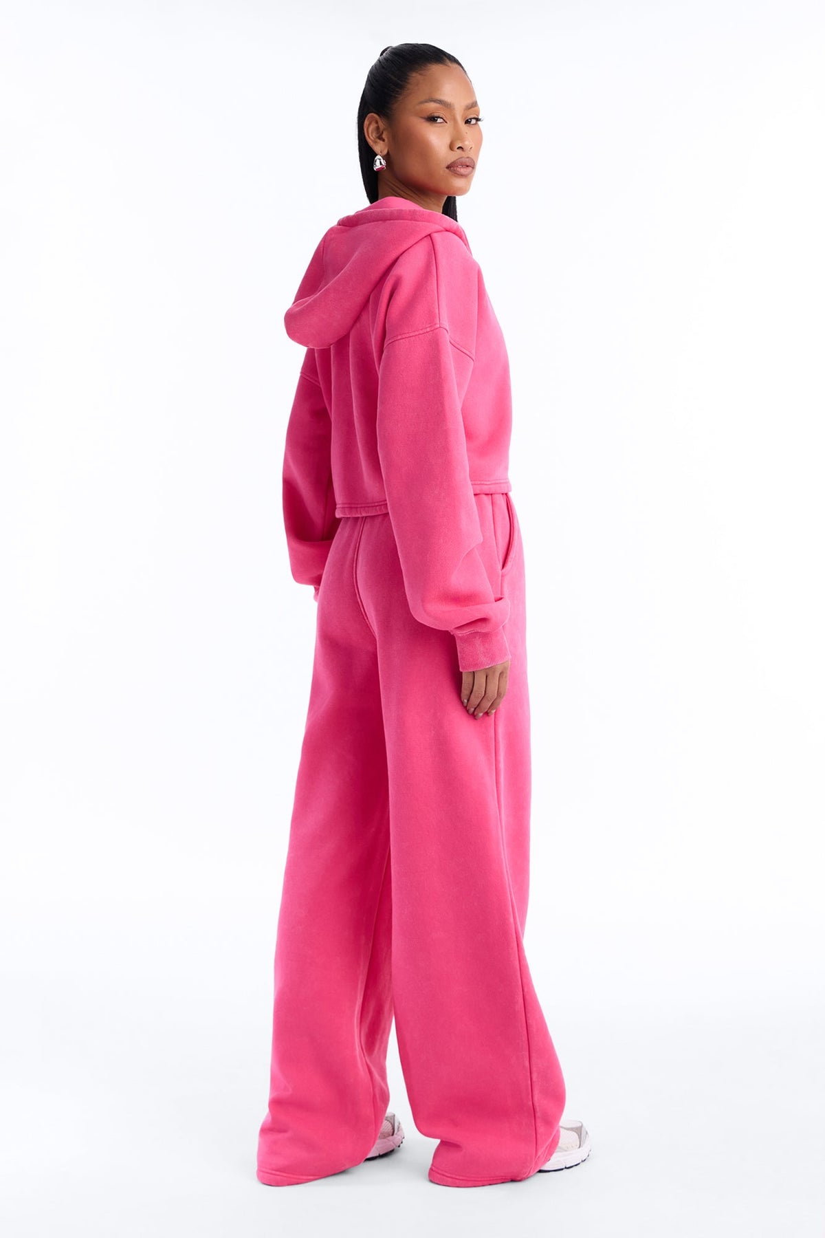 On The Move Washed Fleece Pant Set - Pink