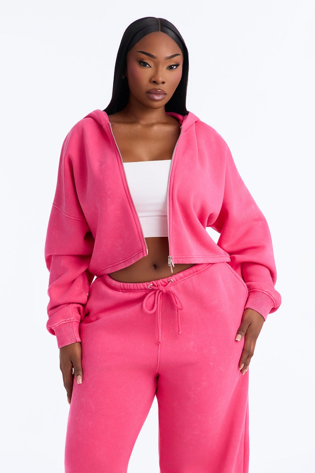 On The Move Washed Fleece Pant Set - Pink