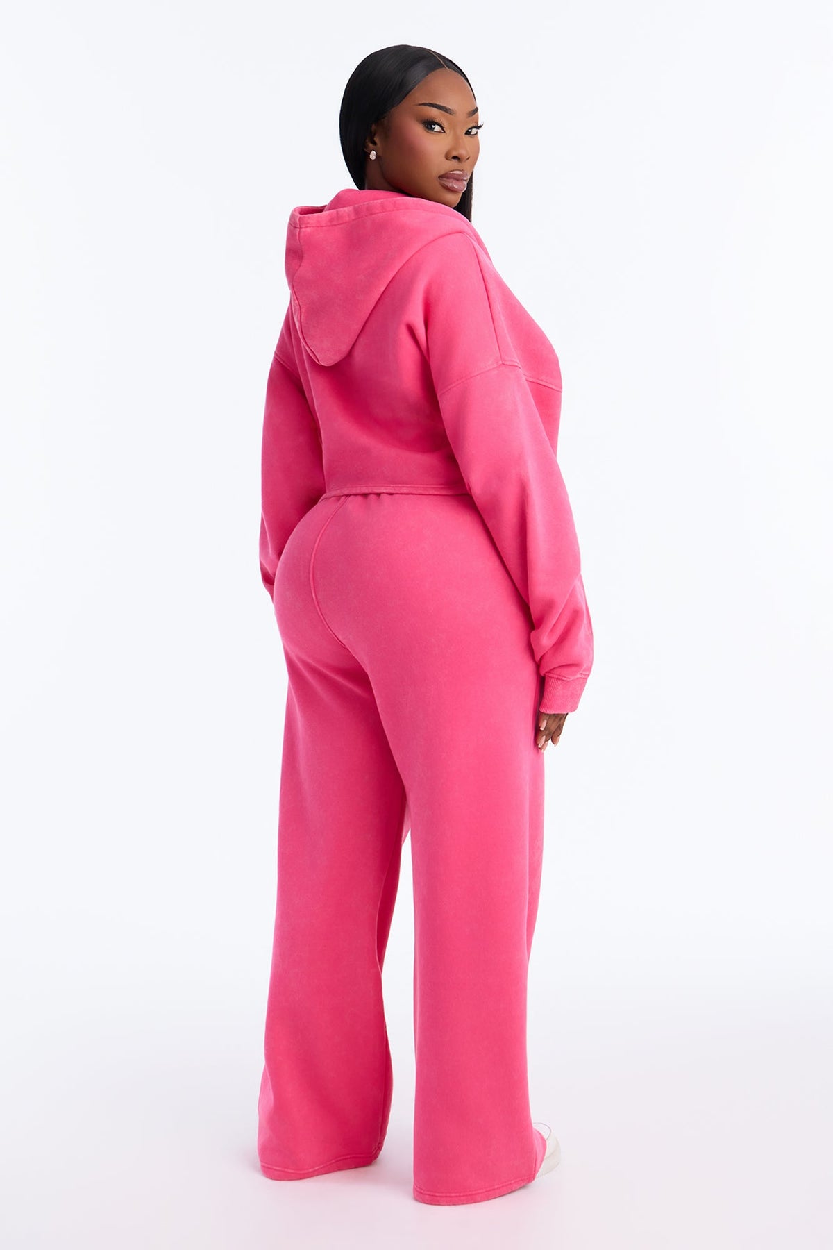 On The Move Washed Fleece Pant Set - Pink