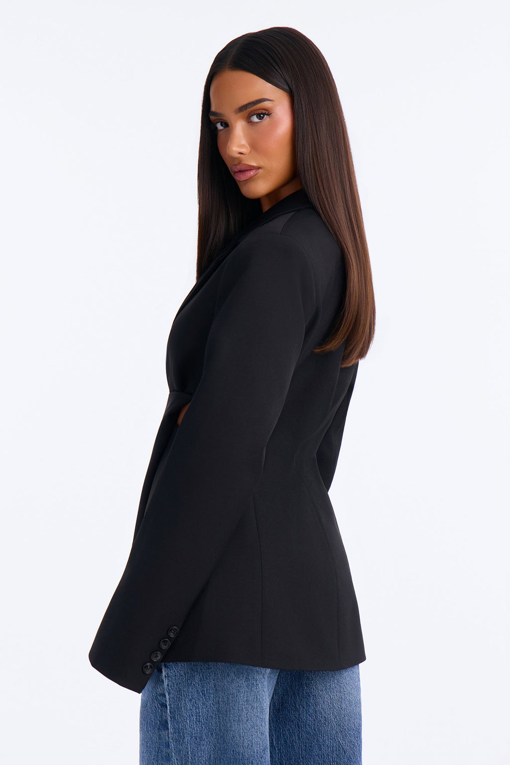 Raquelle Wrap Waist Asymmetrical Blazer - Black
