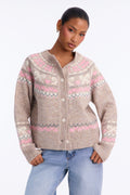 Sweet Warmth Fair Isle Cardigan - Pink/combo