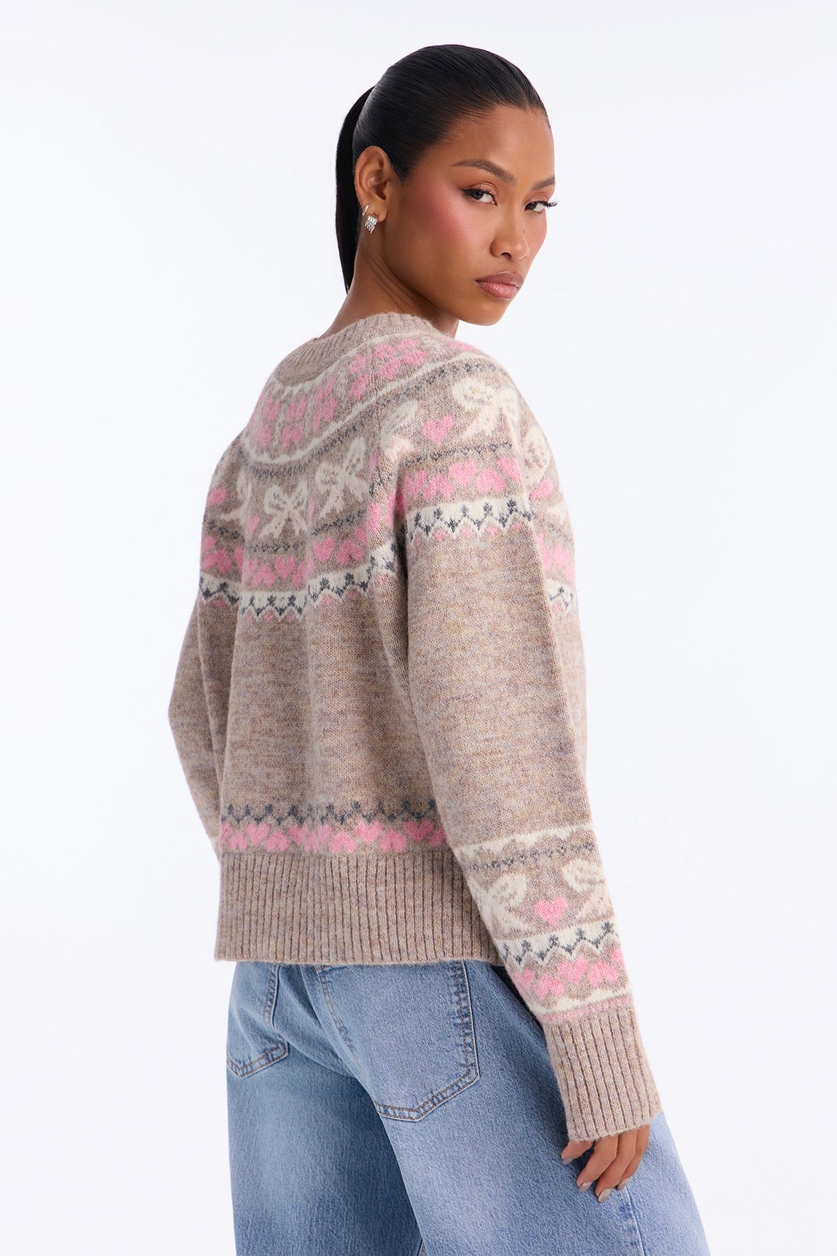 Sweet Warmth Fair Isle Cardigan - Pink/combo