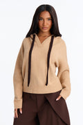 Dani Hooded Long Sleeve Pullover Sweater - Camel/combo