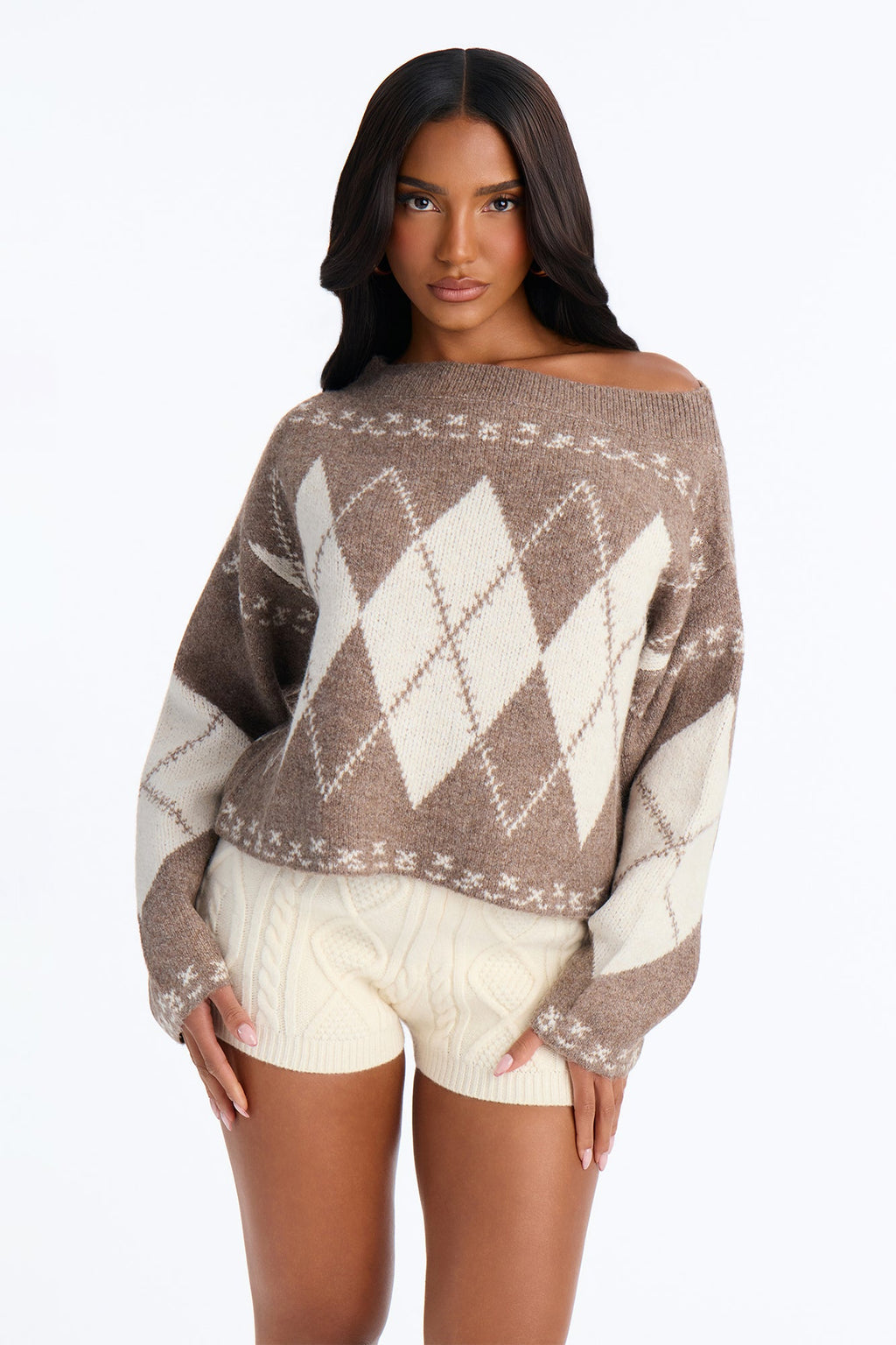 Sophisticated Talks Argyle Pullover Sweater - Brown/combo