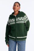 Snowy Kisses Fair Isle Cardigan Sweater - Green/combo
