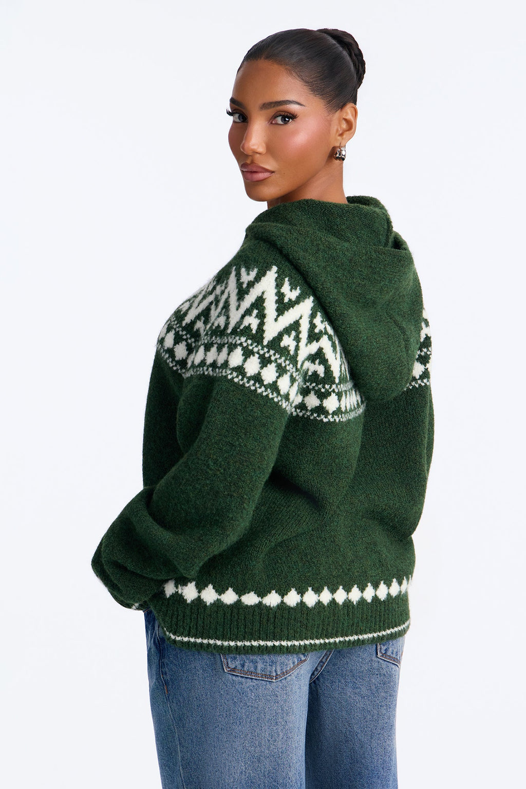 Snowy Kisses Fair Isle Cardigan Sweater - Green/combo