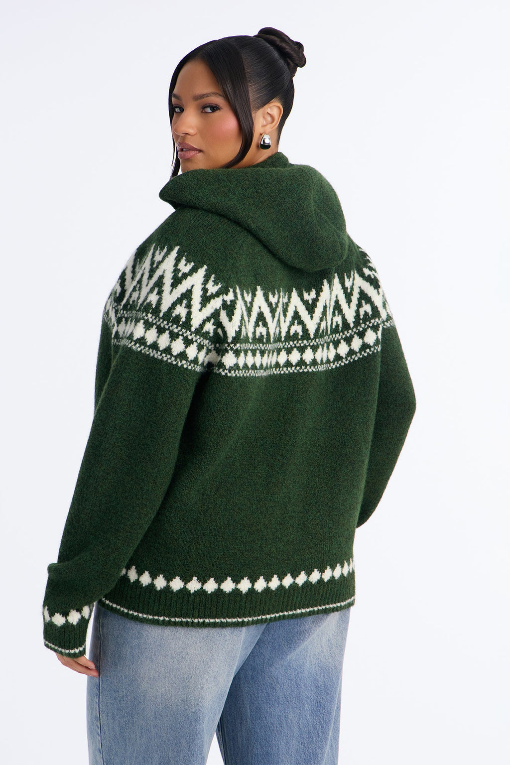 Snowy Kisses Fair Isle Cardigan Sweater - Green/combo