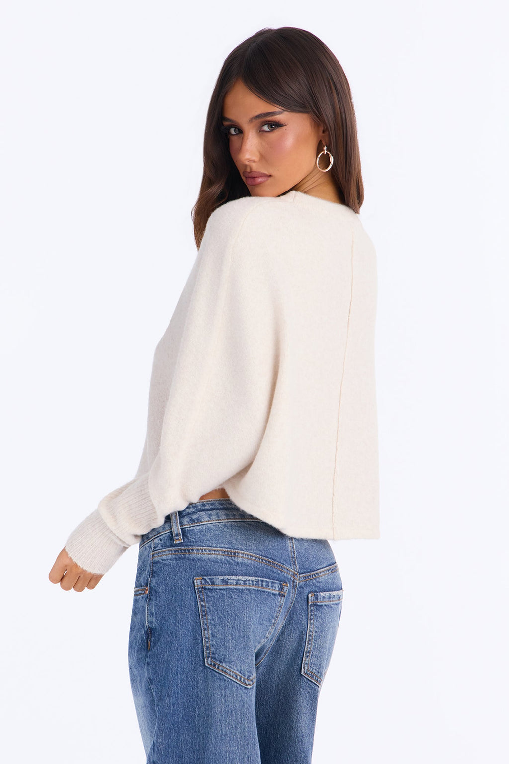 Gracey Long Sleeve Cropped Pullover Sweater - Cream