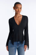 Love Spells Laced Chiffon Blouse - Black