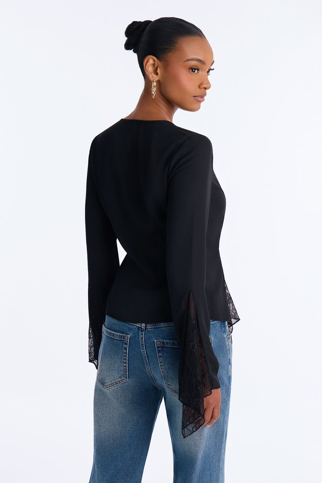 Love Spells Laced Chiffon Blouse - Black