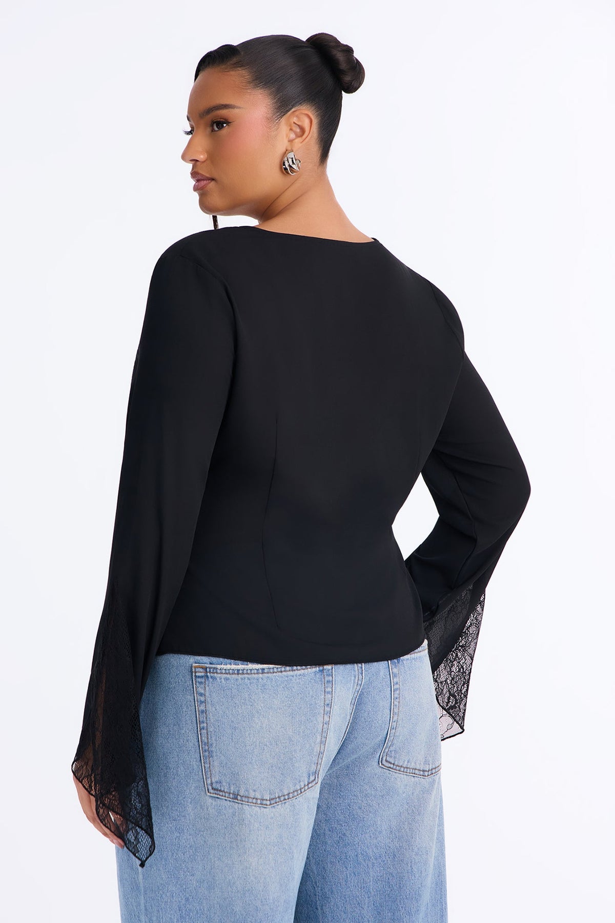 Love Spells Laced Chiffon Blouse - Black