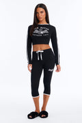 Von Dutch Southern Cali Flying Eye Contrast PJ Capri Pant Set - Black/White