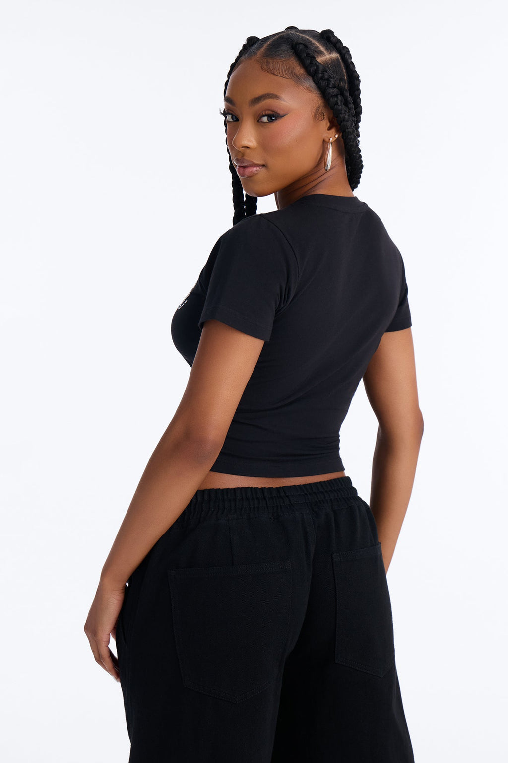 Blessed Rhinestone Script Tee - Black