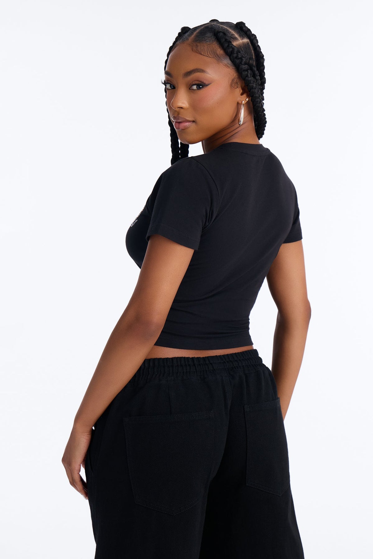 Blessed Rhinestone Script Tee - Black