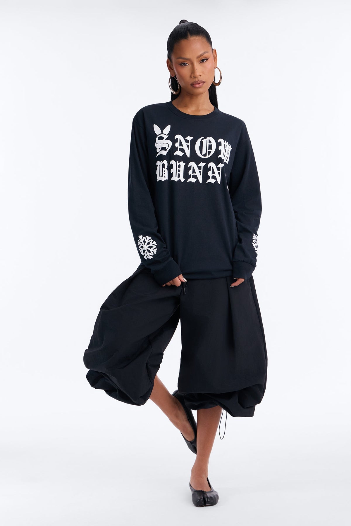 Snow Bunny Long Sleeve Tee - Black