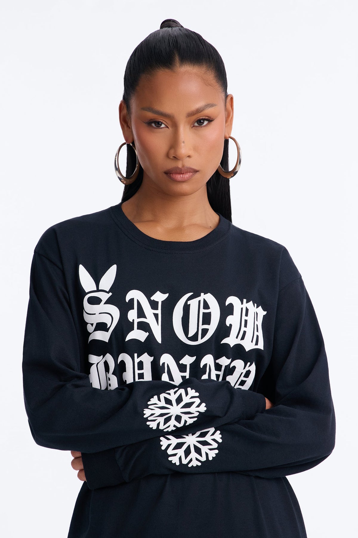 Snow Bunny Long Sleeve Tee - Black