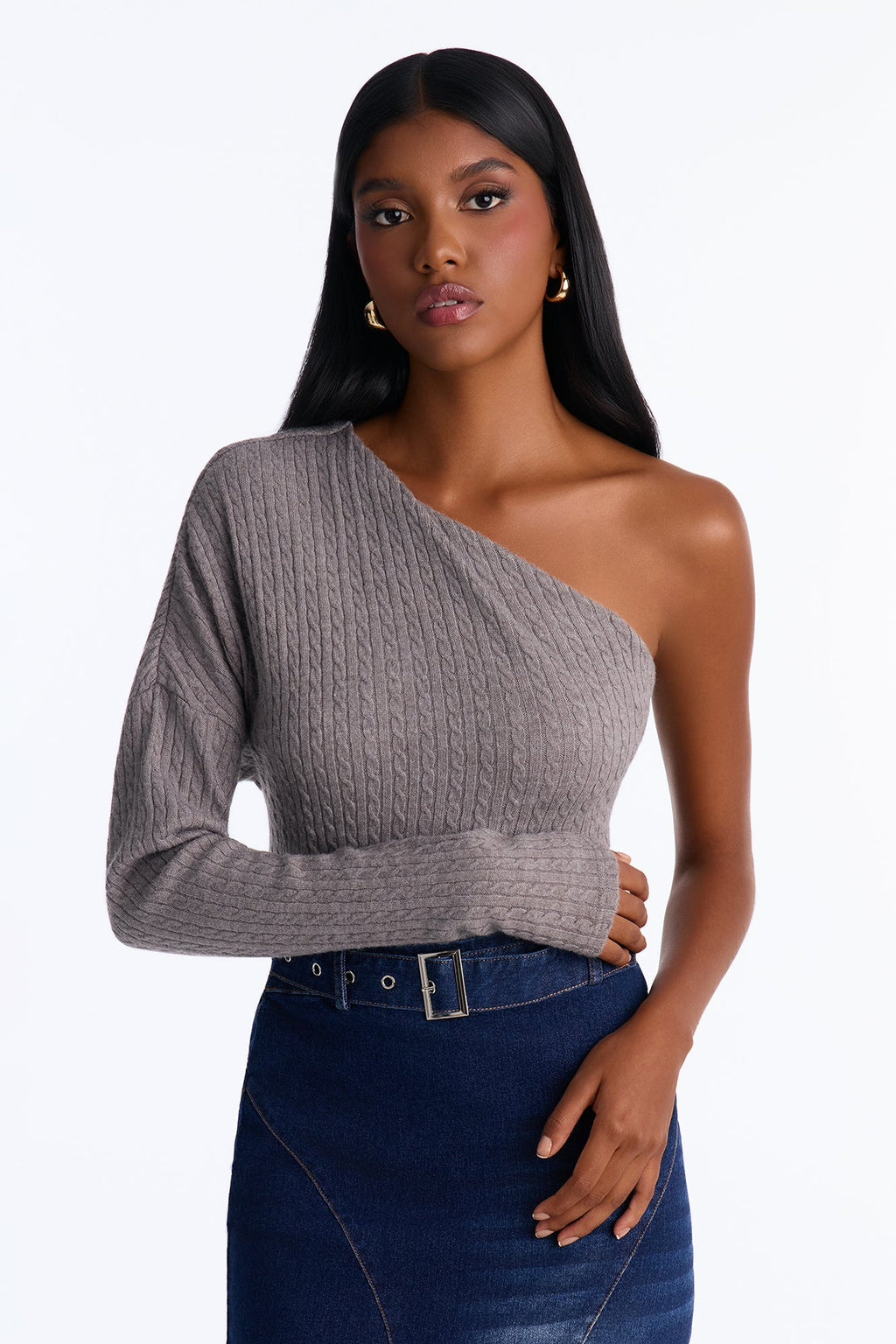 Tayla Sweater Denim Mix Maxi Dress - Grey/combo