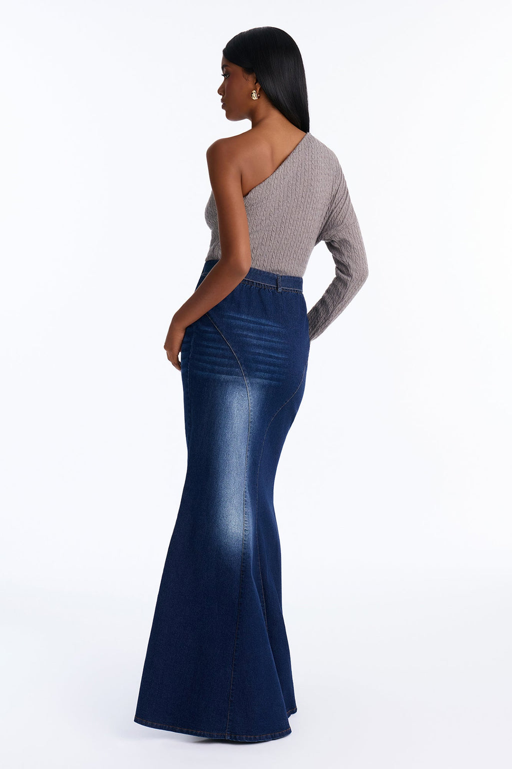 Tayla Sweater Denim Mix Maxi Dress - Grey/combo