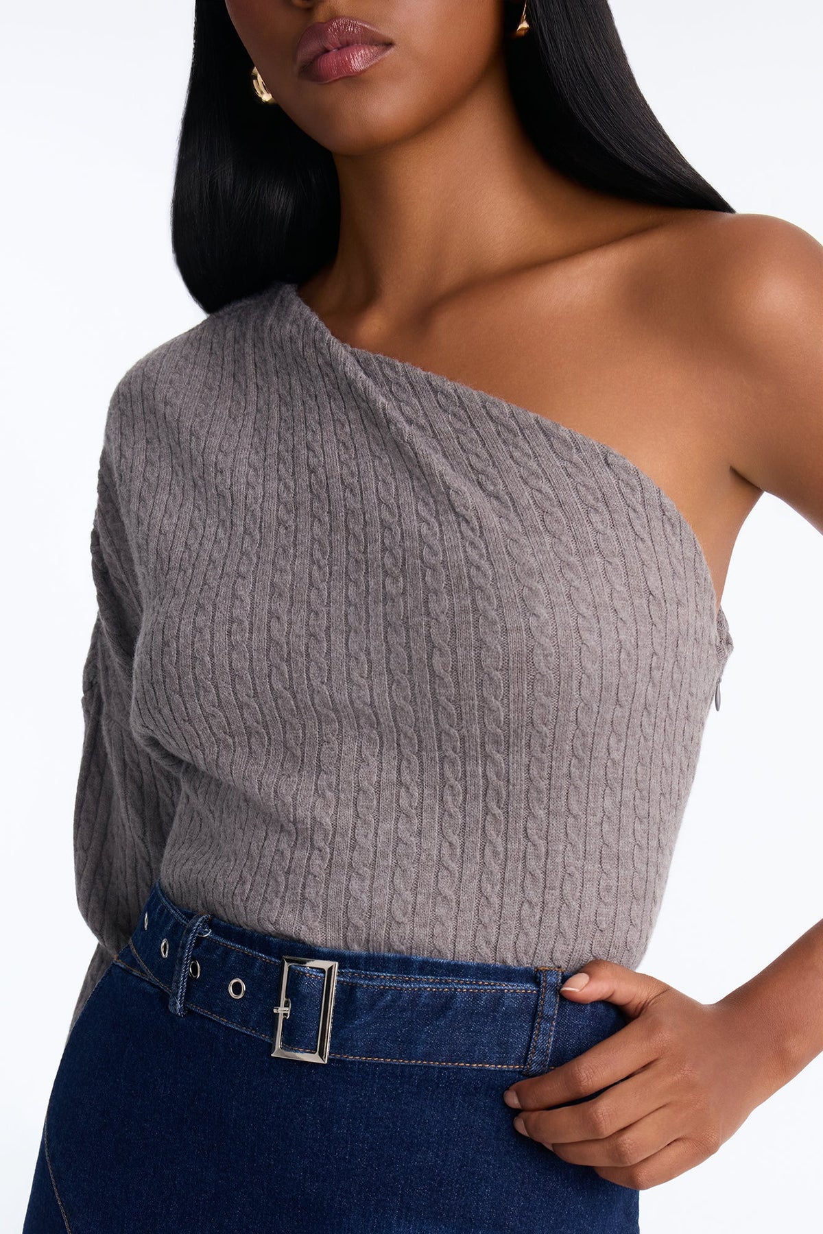 Tayla Sweater Denim Mix Maxi Dress - Grey/combo