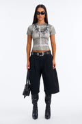 Hannah Pleated Barrel Bermuda Short - Black