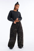 See Through Me Drawstring Wide Leg Pant - Camouflage