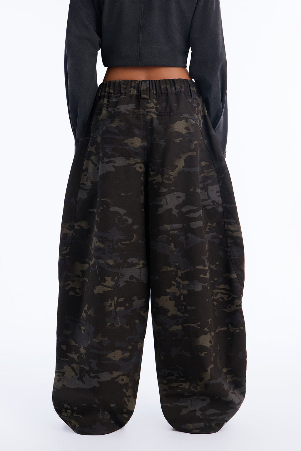 See Through Me Drawstring Wide Leg Pant - Camouflage