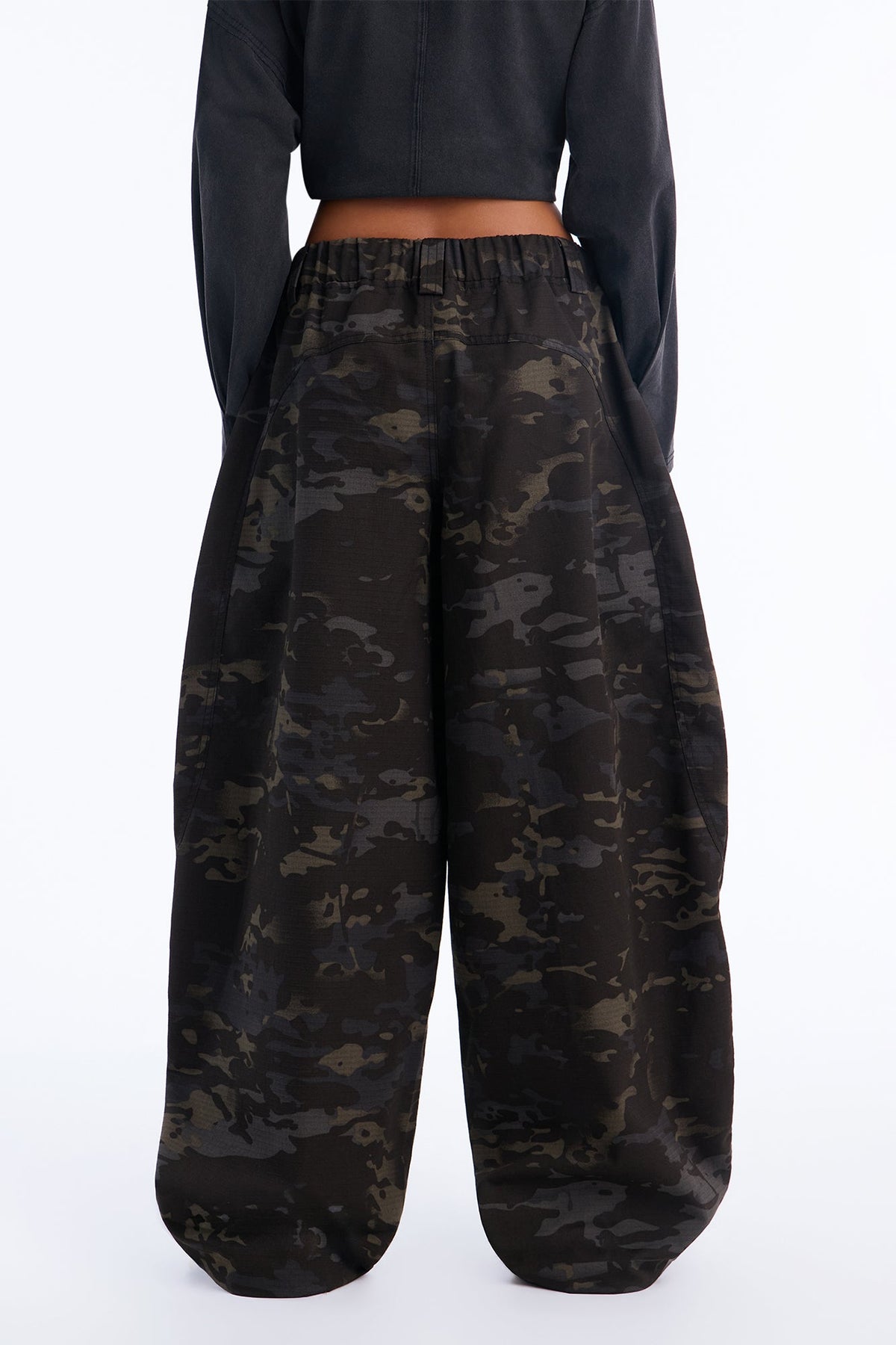 See Through Me Drawstring Wide Leg Pant - Camouflage
