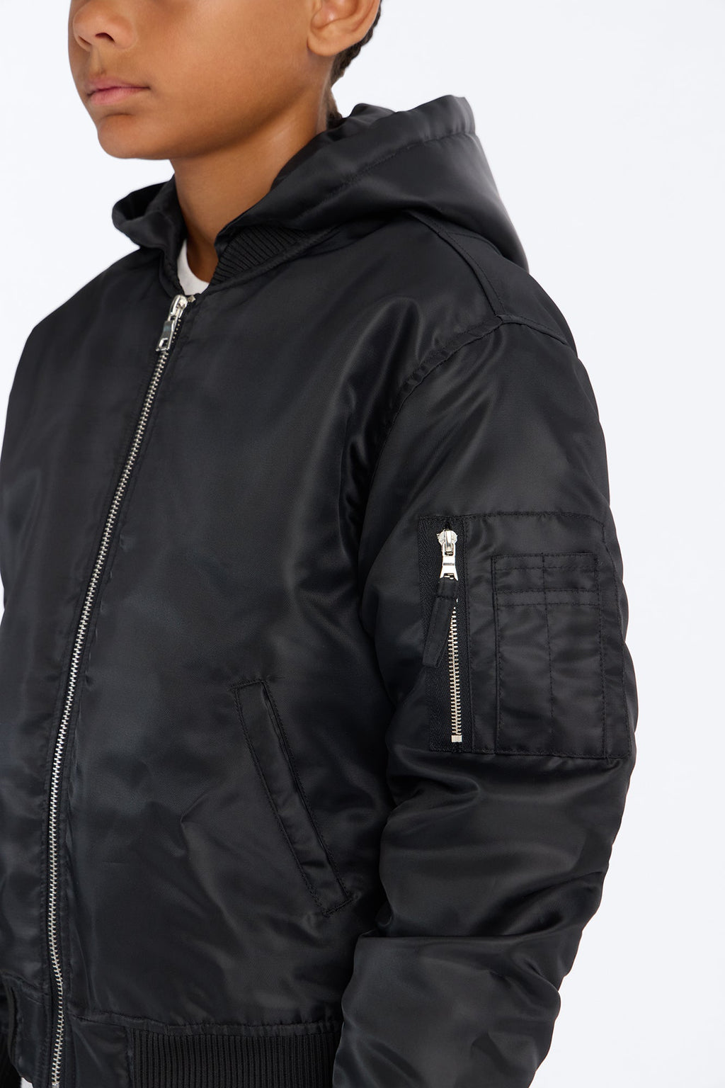 Mini Pecos Hooded Bomber Jacket - Black