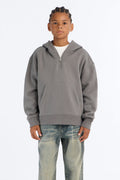 Mini Tyson Oversized Heavyweight Quarter Zip Hoodie - Charcoal