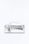 Predator Instinct Embossed Croc Faux Leather Clutch - Silver