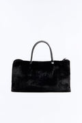 Faux Fur Fantasy Oversized Shoulder Handbag - Black