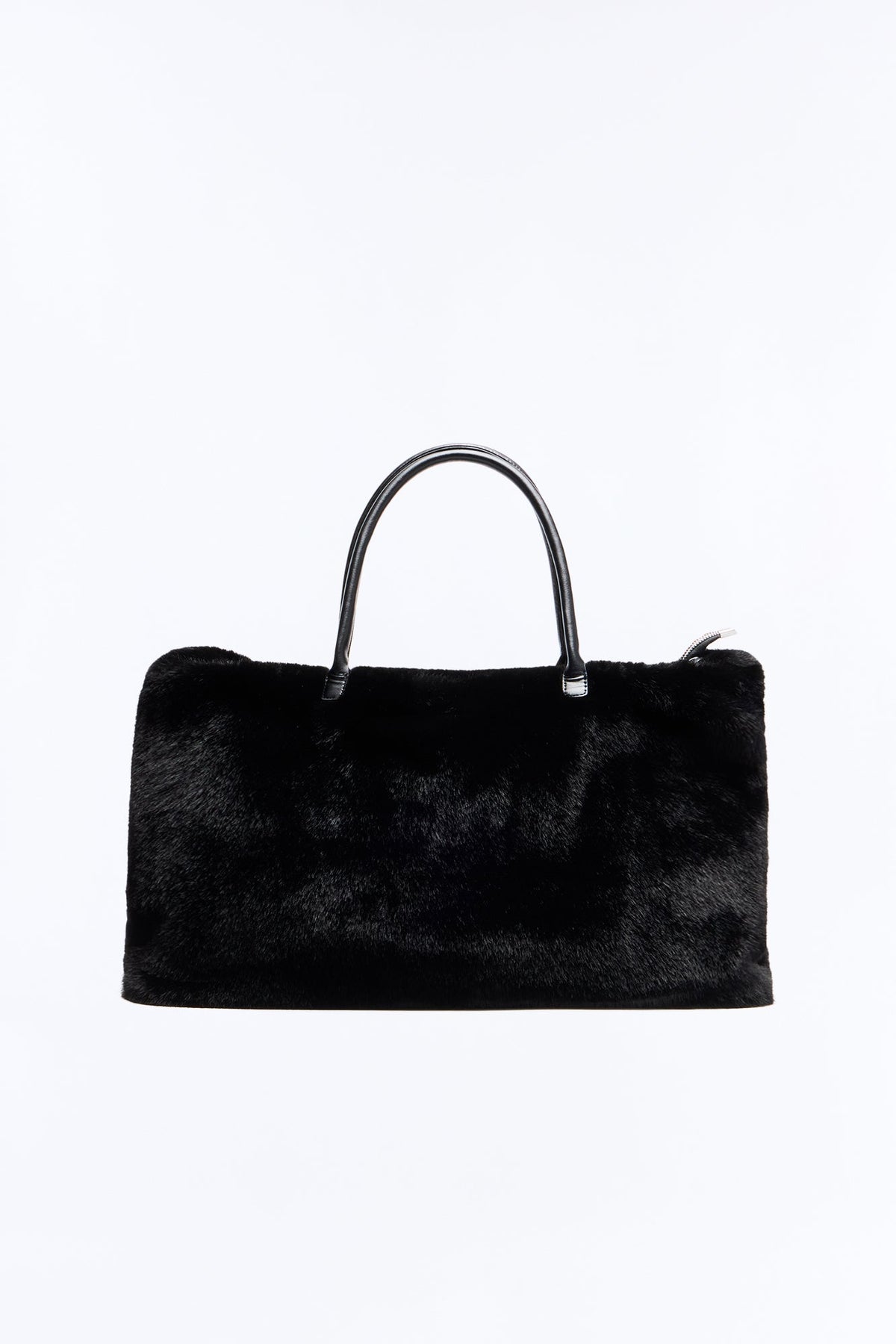 Faux Fur Fantasy Oversized Shoulder Handbag - Black