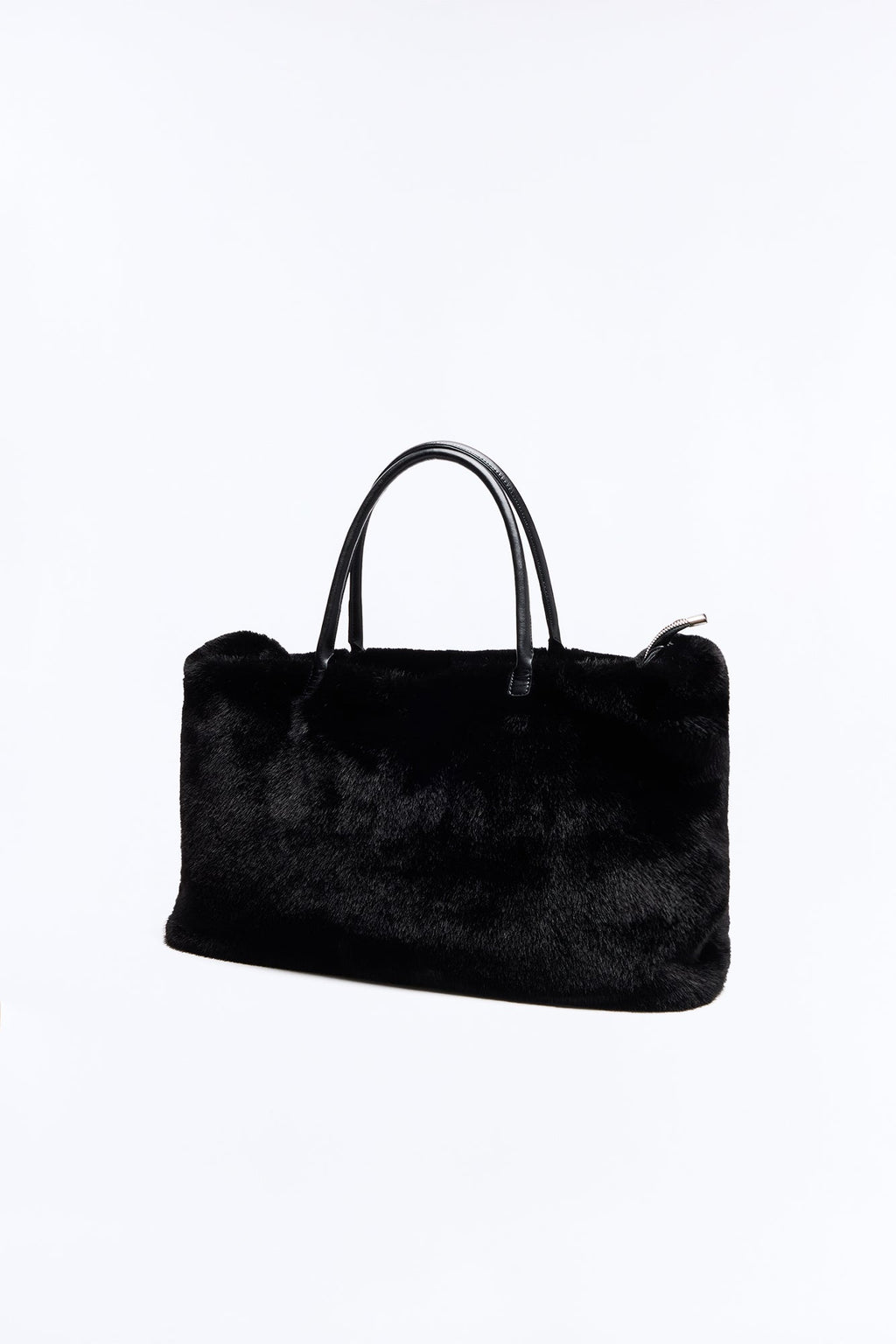 Faux Fur Fantasy Oversized Shoulder Handbag - Black