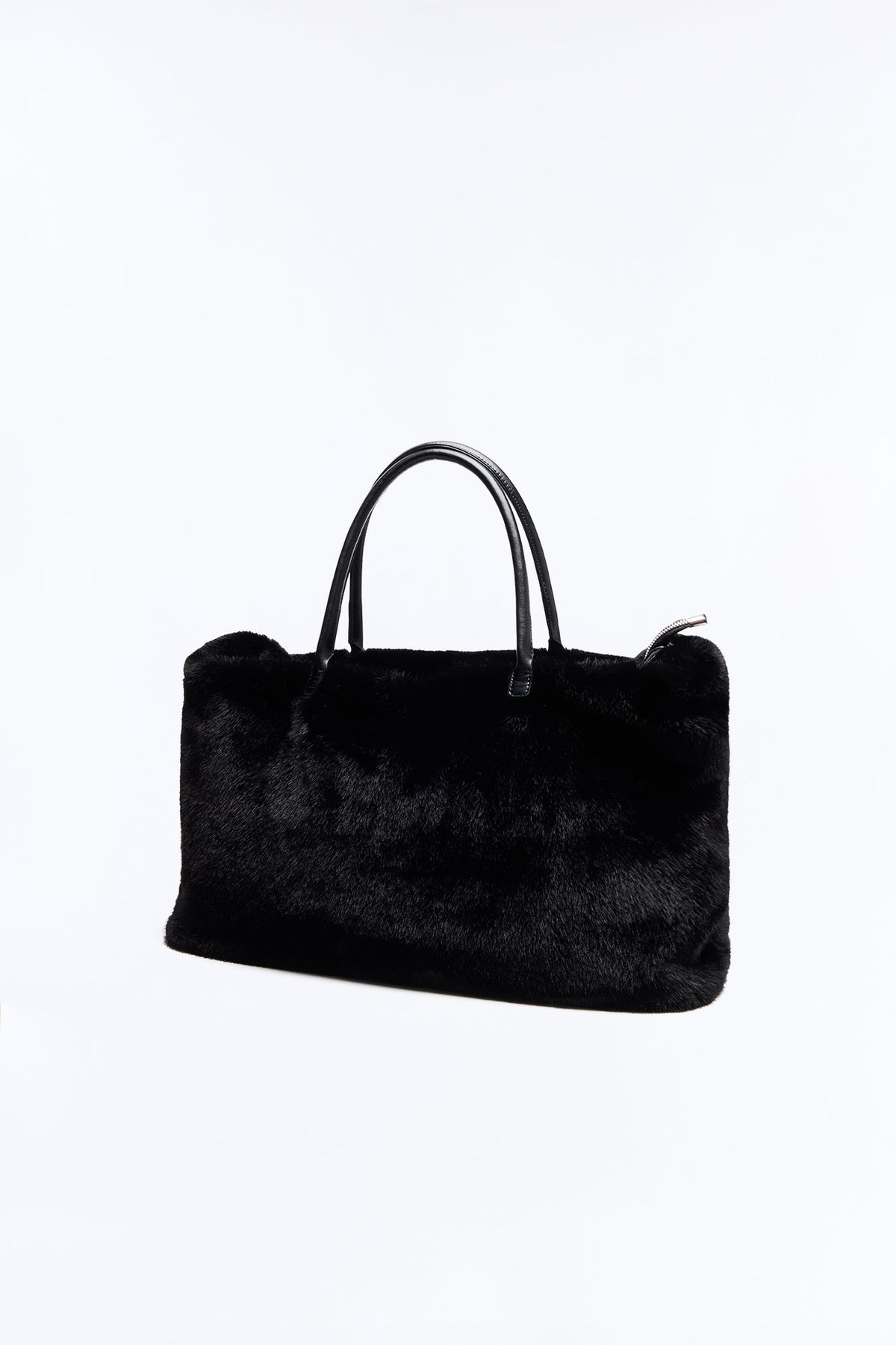 Faux Fur Fantasy Oversized Shoulder Handbag - Black