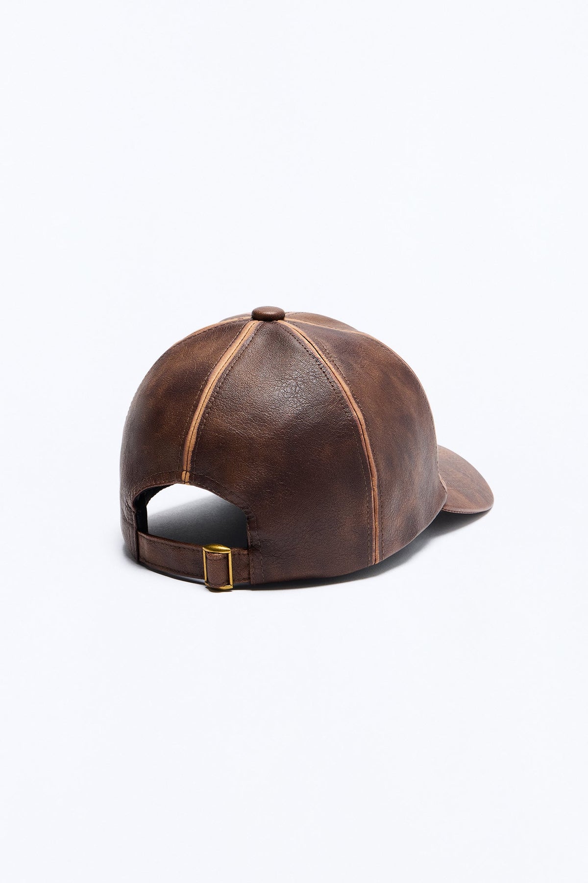 LA Nostalgia Distressed Faux Leather Baseball Hat - Brown