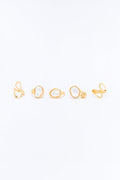 Pretty Pearly Things 5 Piece Ring Set - White/Gold