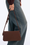 Leaves Falling Faux Leather Shoulder Bag - Brown