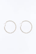 Just Your Luck Rhinestone Hoop Earrings - Silver
