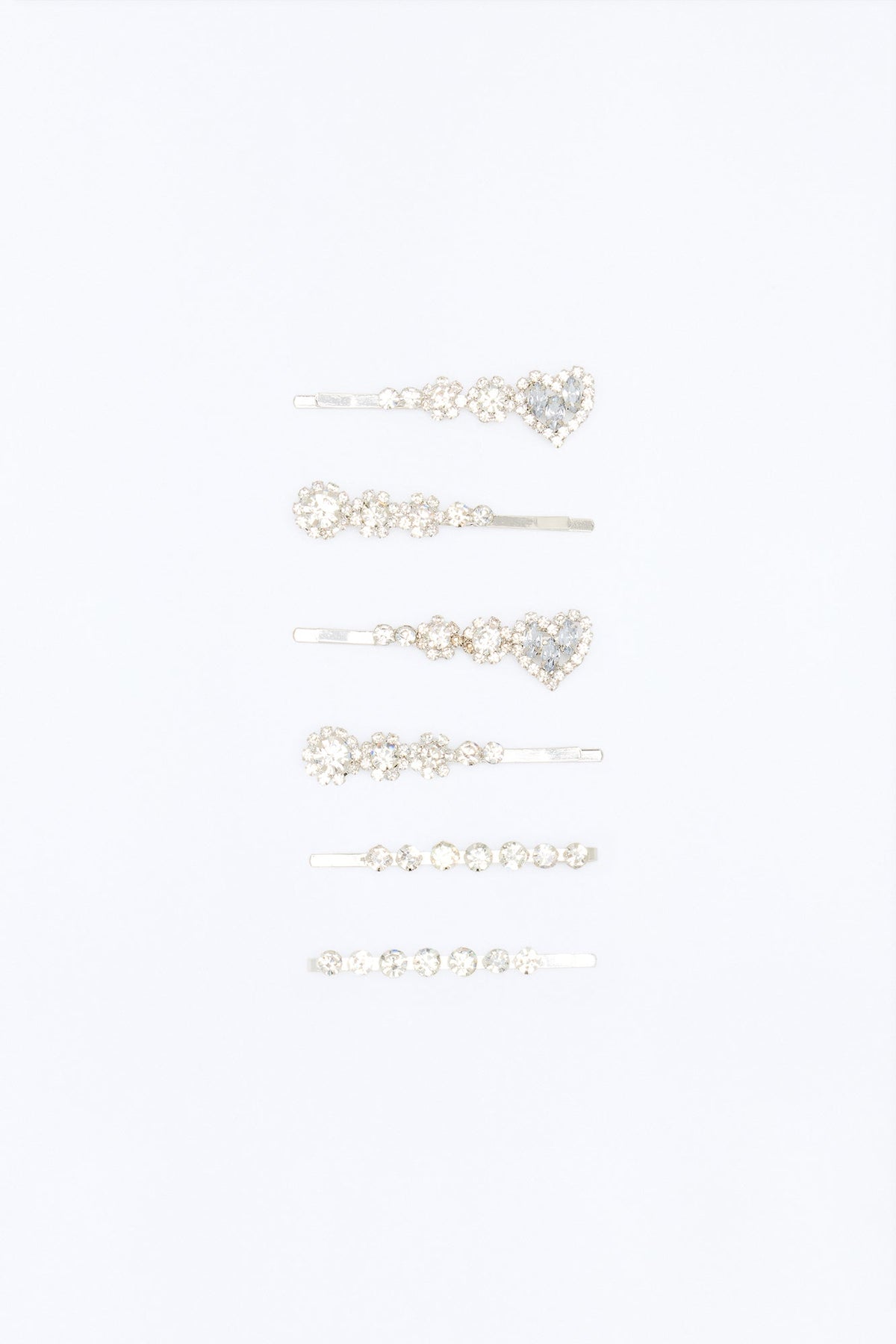 Darling Dazzle 6 Piece Hair Clip Set - Silver