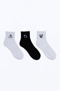 Mini Money On My Mind 3 Pack Embroidered Crew Socks - White/Black