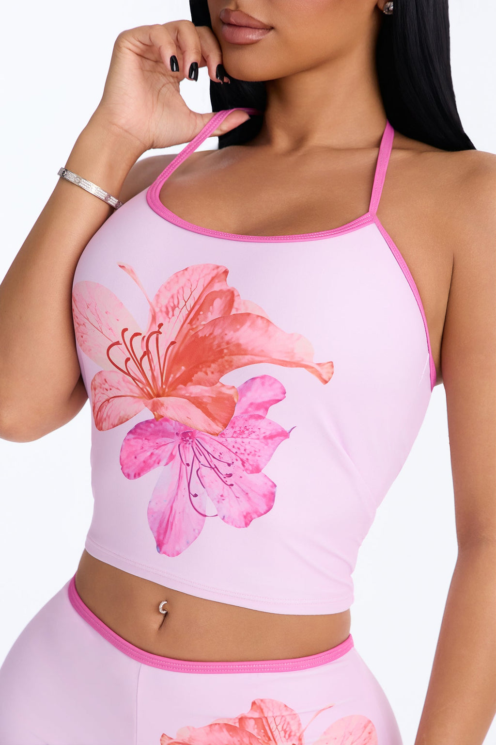 Kiele Flower Tankini 2 Piece Bikini - Purple/combo