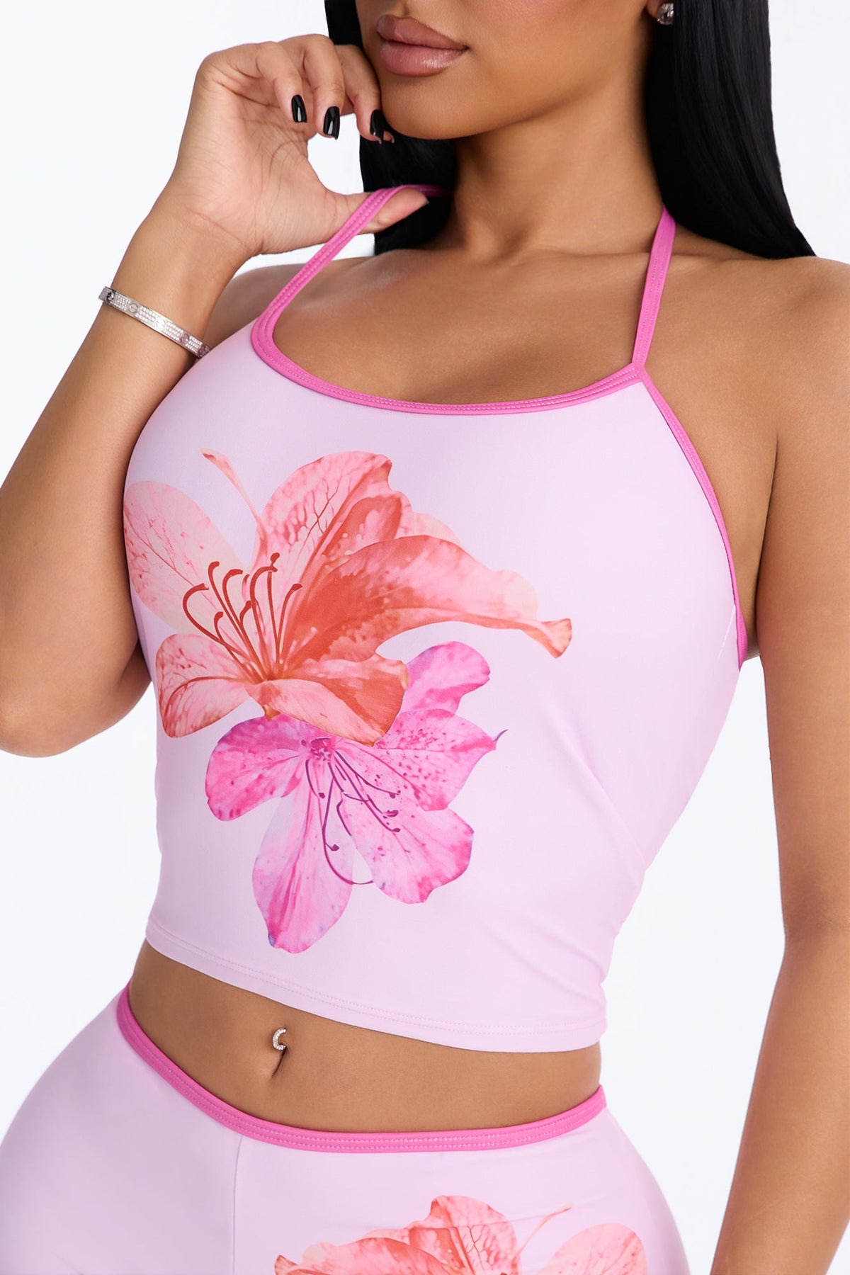 Kiele Flower Tankini 2 Piece Bikini - Purple/combo
