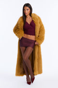 Jobelle Faux Fur Coat - Honey