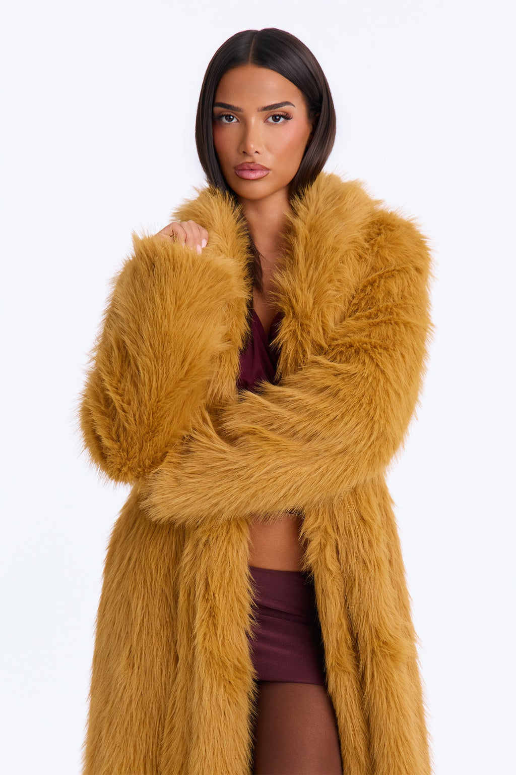 Jobelle Faux Fur Coat - Honey