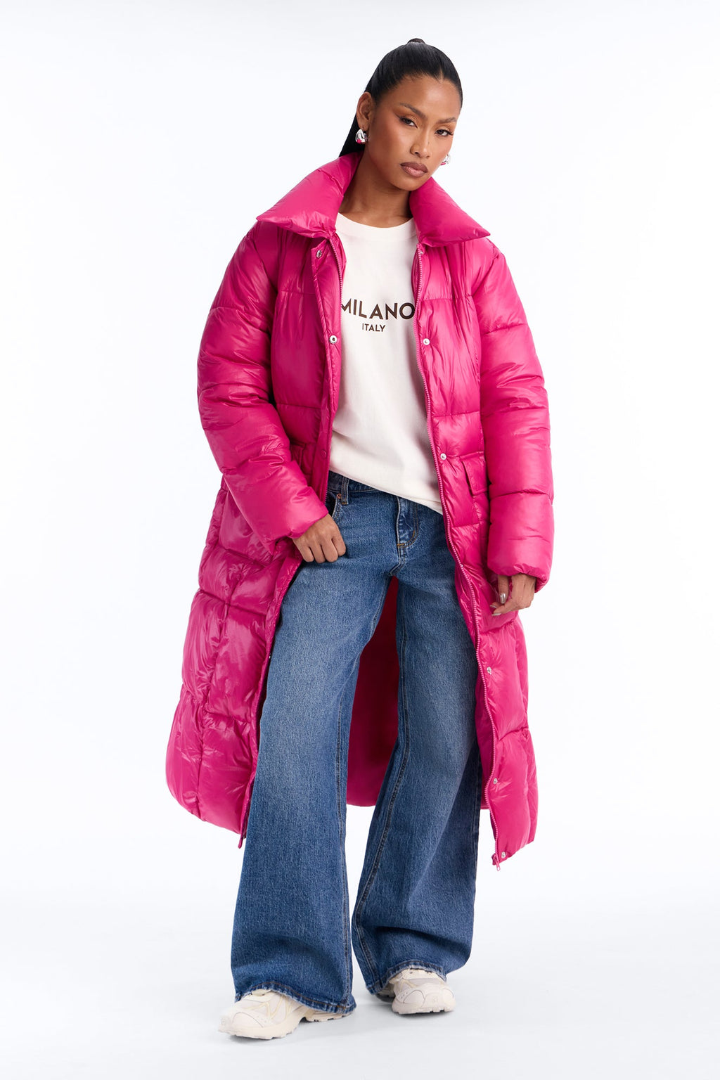 Caught You Looking Long Puffer - Magenta
